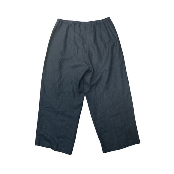 Marc Ware Womens 100% Linen Pull Up black pants lagen look lightweight Sze Large - Picture 2 of 5